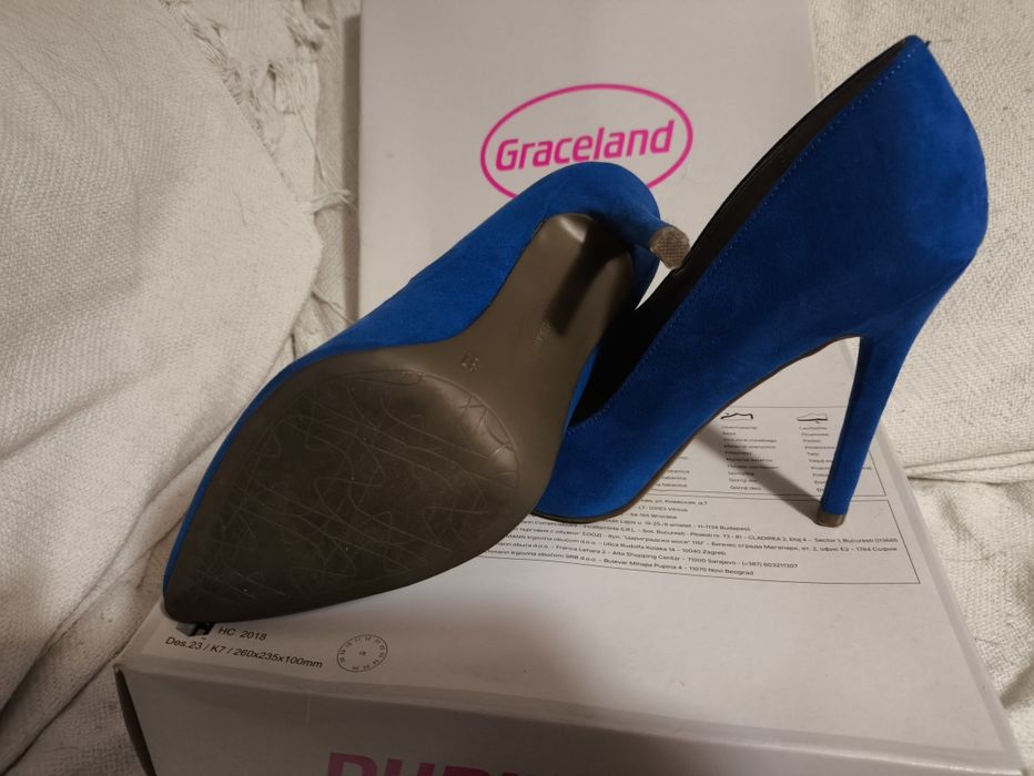 Czułenka Graceland szpilki kobaltowe 37