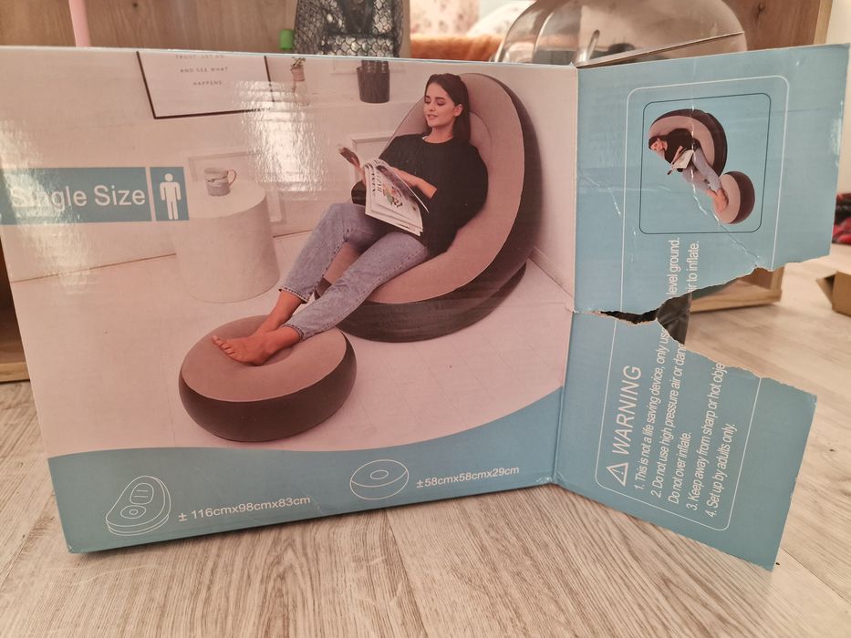 Fotel sofa nadmuchiwana plus podnóżek