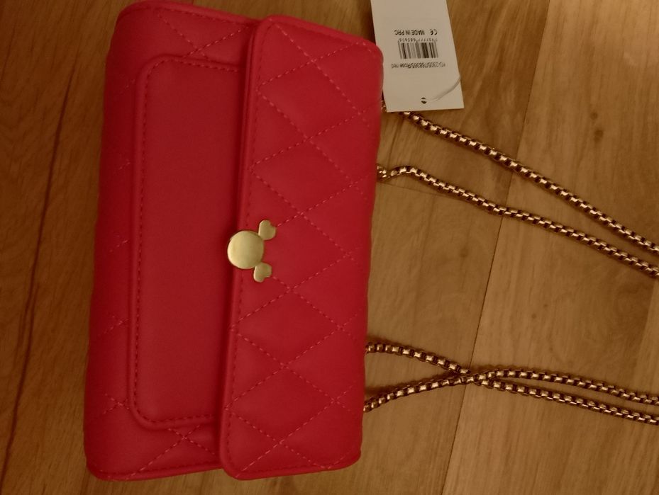 Nowa mała pikowana torebka ala Tous w kolorze fuksji