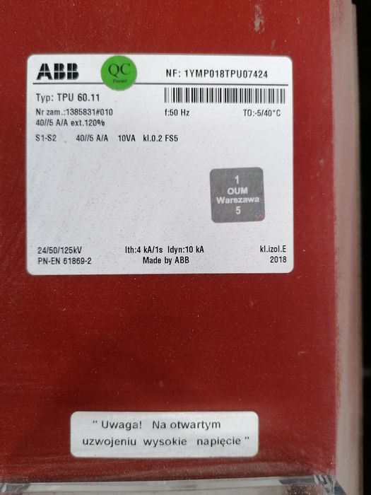Sprzedam przekładniki ABB