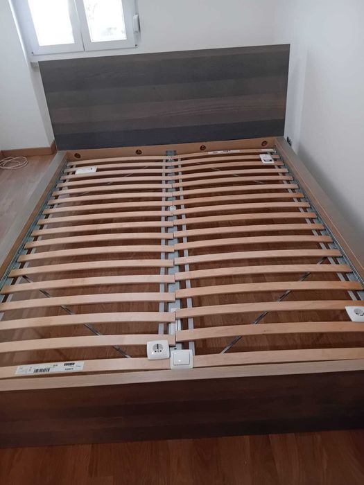 Estrutura de cama MALM + Estrado de ripas LURÖY