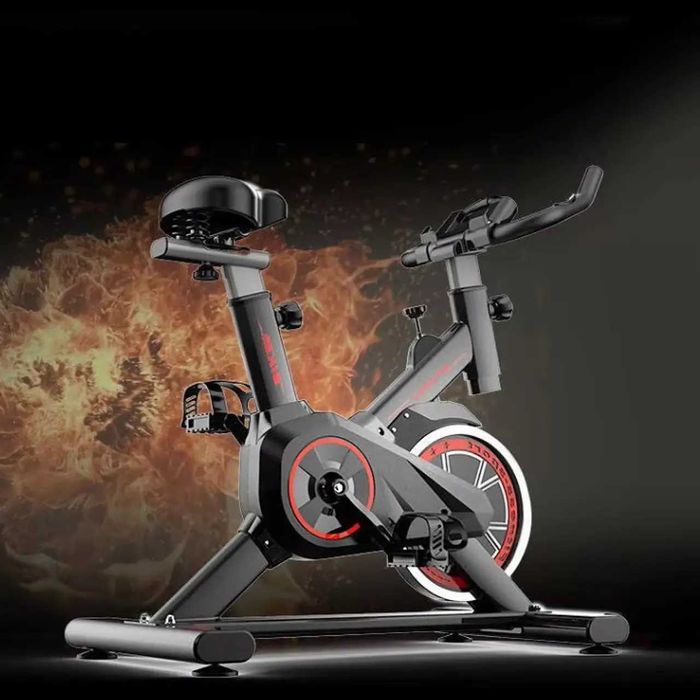 D48-Bicicleta estática indoor, volante 10 kg, ajustável, max 150 kg