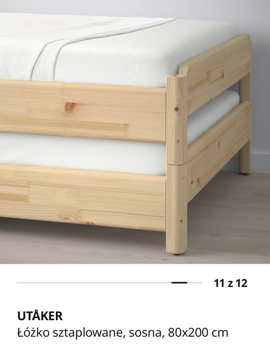 Dwa łóżka drewniane utaker ikea +materace