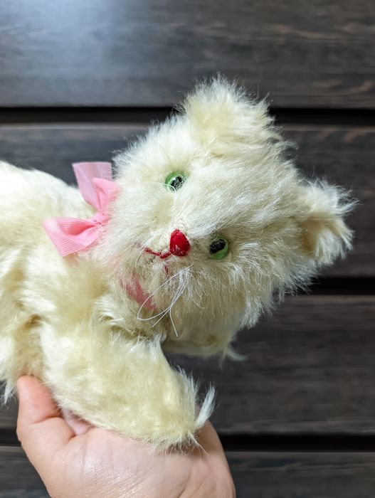 Мягкая игрушка коллекционная винтажная кошка, мохеровый кот, котик