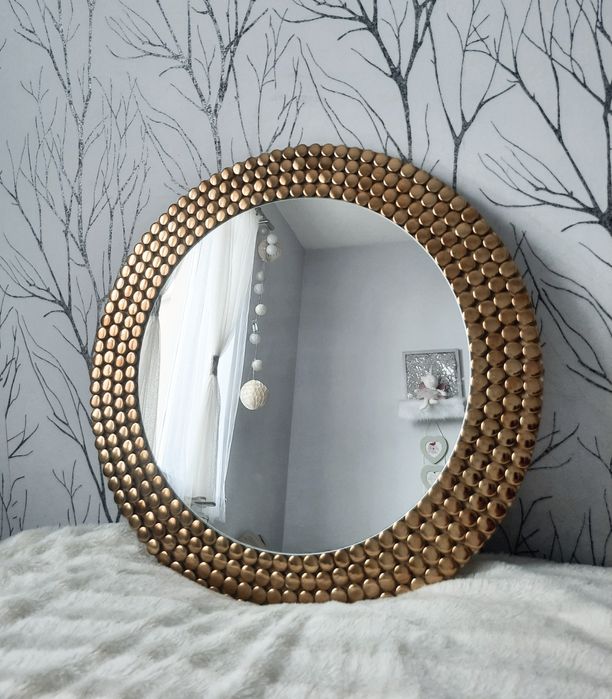 Lustro okrągłe złote, srebrne, rama złota ,srebrna