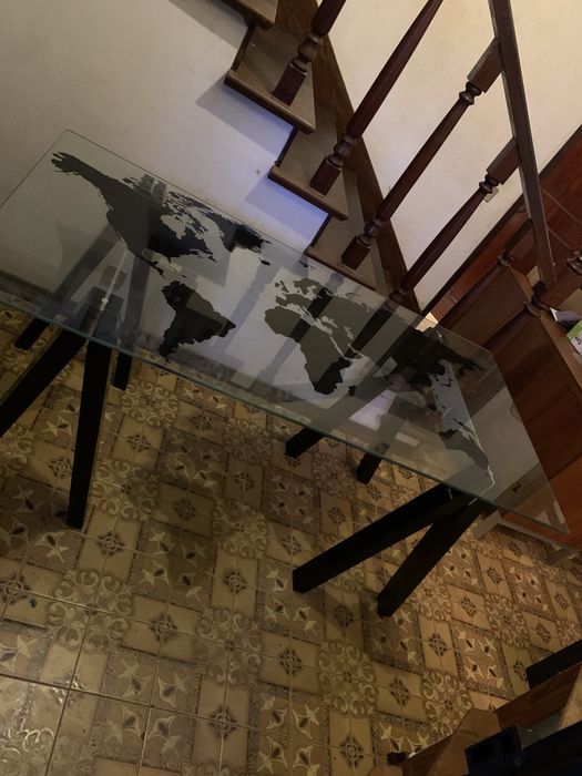 Mesa Secretária de Designer Francês Habitat "Archi" (Tréteaux) – Edição Vintage em Wengé e Aço Escovado (160cmx81)