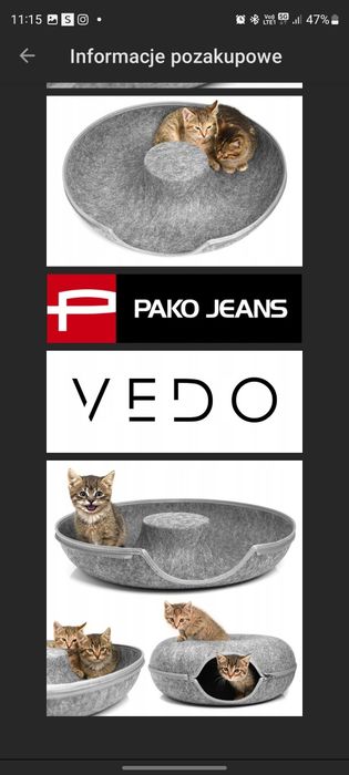 Legowisko dla kota donut duże okrągłe otwierane filcowe