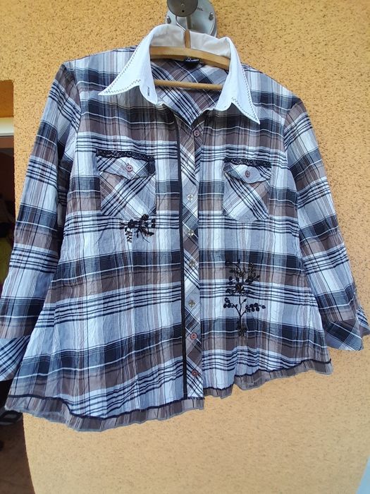 Luksusowa bluzka w kratę 44