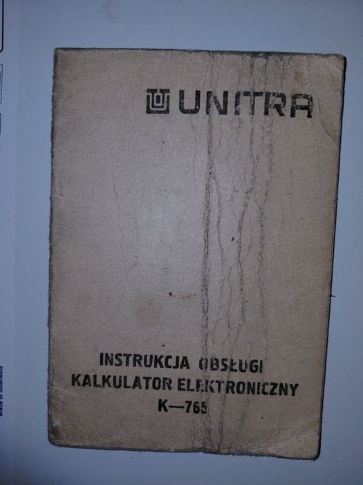 Instrukcja obsługi kalkulatora K - 765