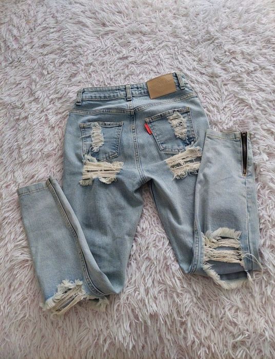 Spodnie miss denim xs jasny jeans podarte