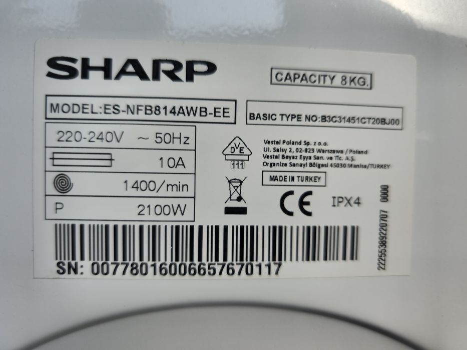 Sharp es-nfb814awb-ee