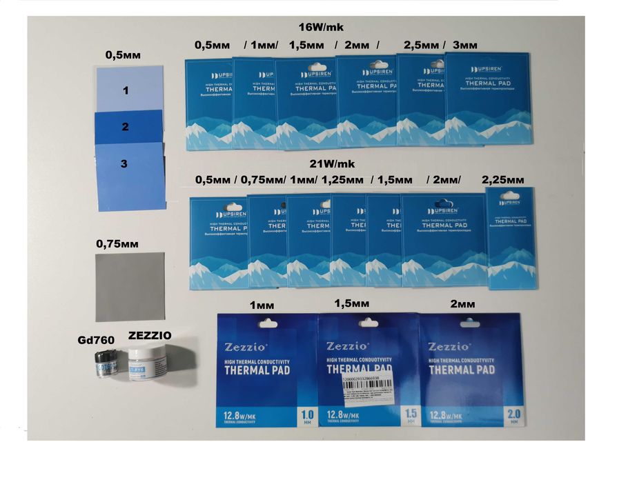 Термопрокладки Upsiren якісні 0.5 0.75 1 1.25 1.5 2 2.25 2.5 3
