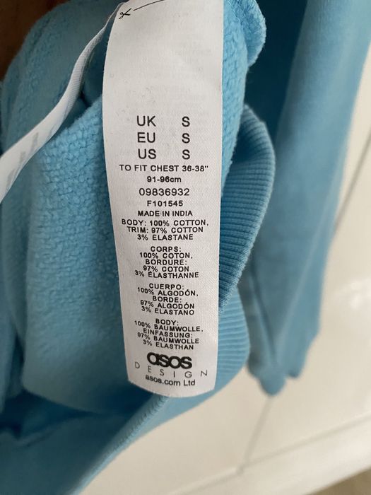 Asos bawełniana wkładana bluza błękitna crewneck klasyk