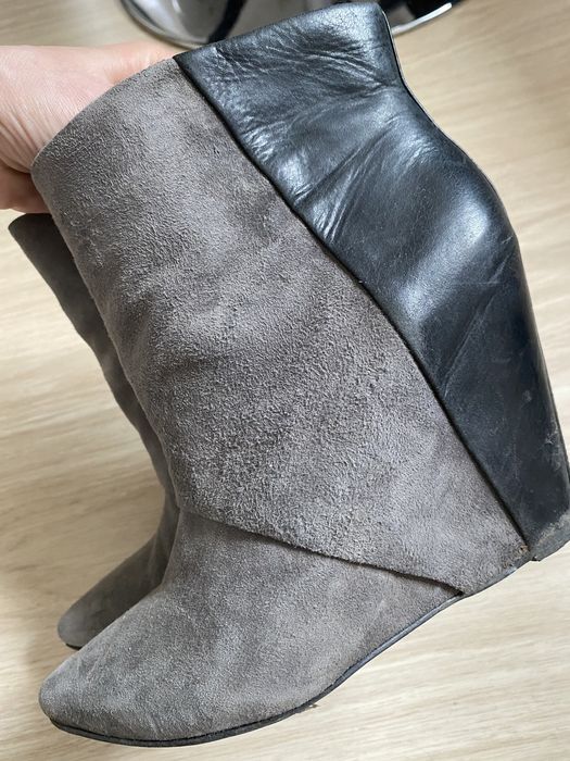 Botki Aldo 36 skóra naturalna koturna koturn czarno szare