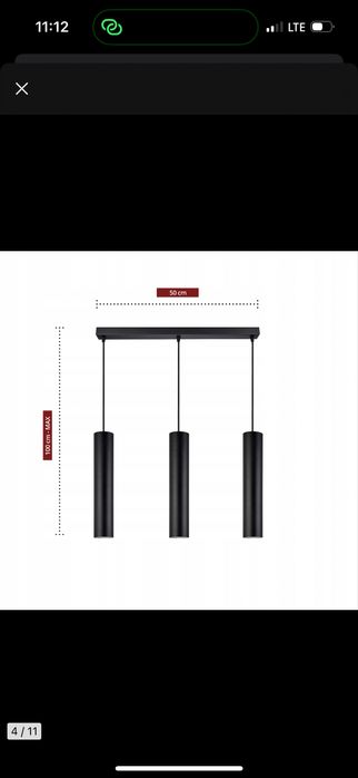 Lampa wisząca, żyrandol, tuby metal LED 2 sztuki