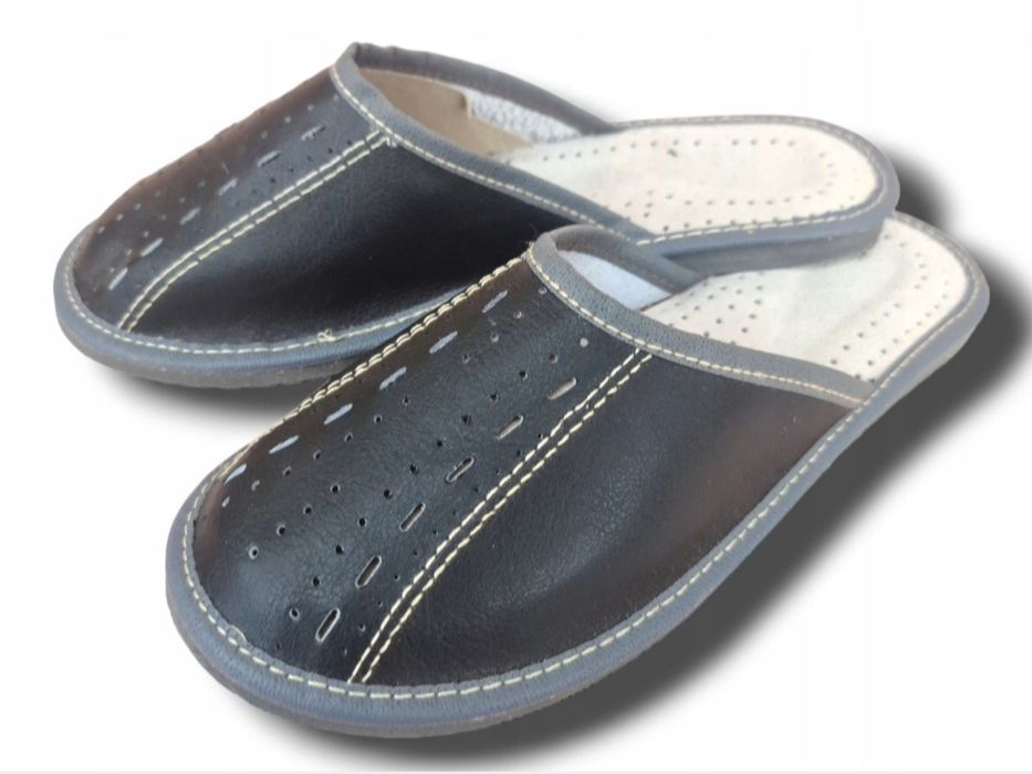 Kapcie łapcie męskie skórzane pantofle klapki polski producent 42 roz