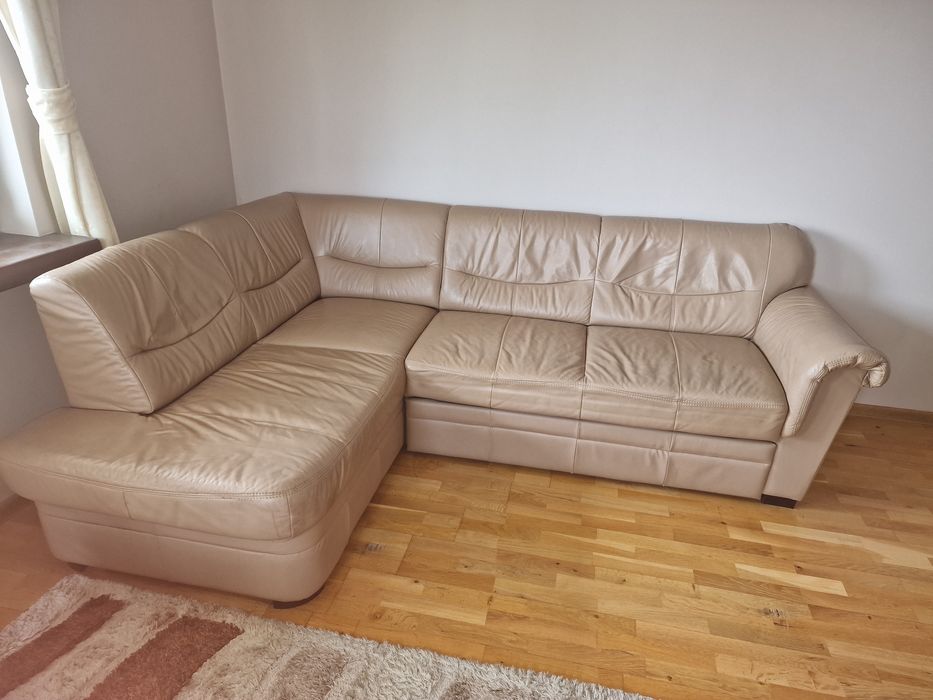 Narożna sofa skórzana rozkładana