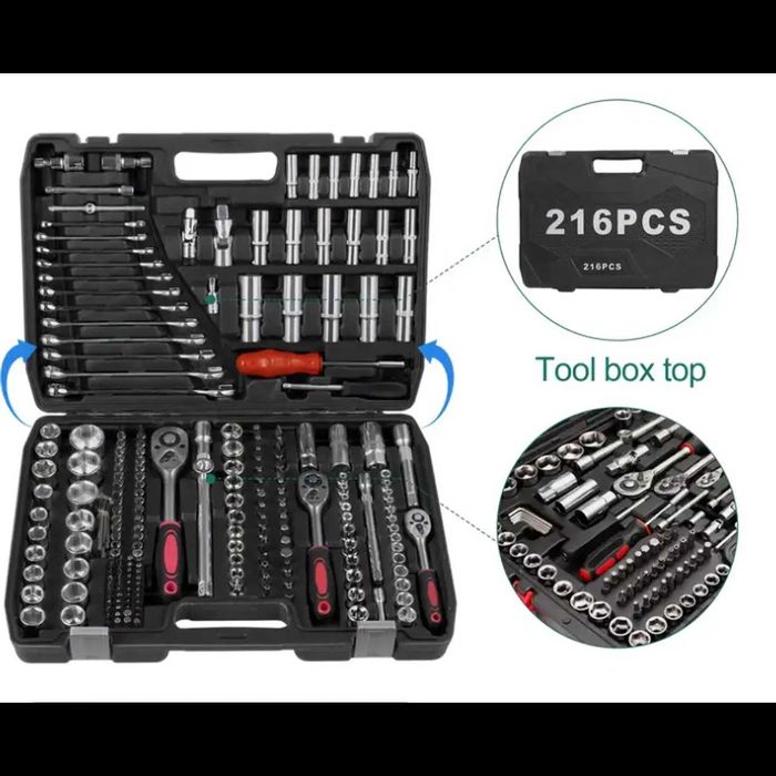 D80-Conjunto 216 PEÇAS ferramentas mecânicas em aço cromo vanádio