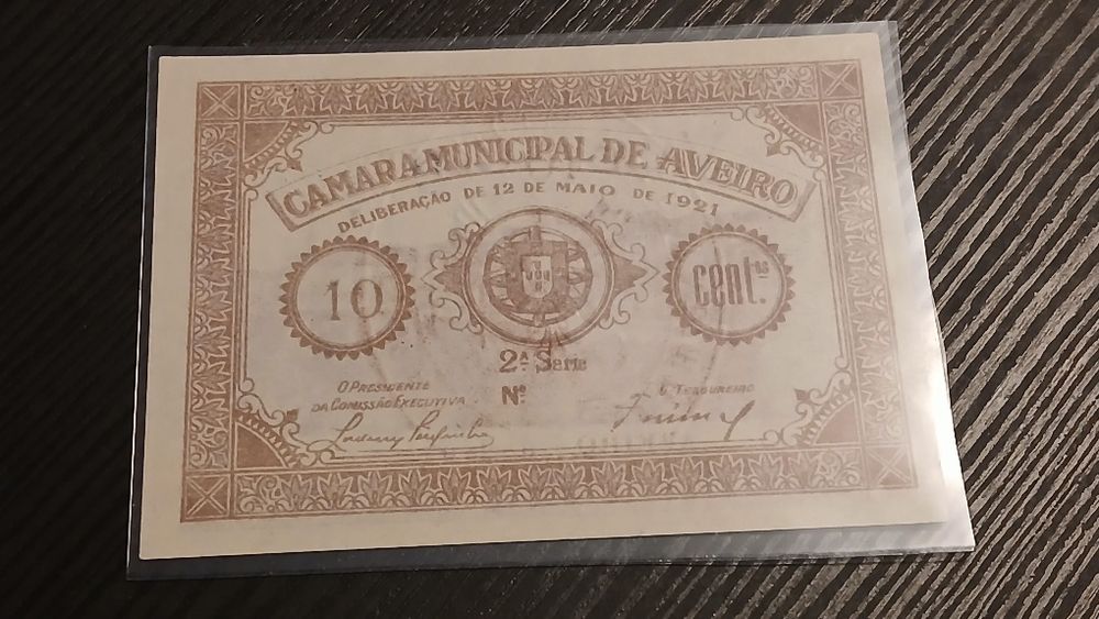 Cédula da Câmara M. de Aveiro 10 Centavos de 1921
