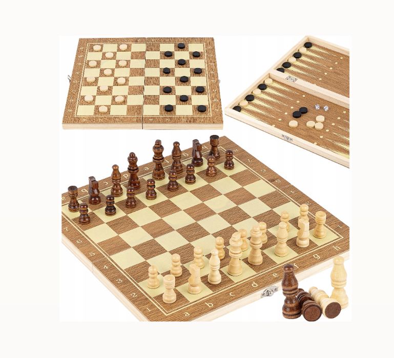 Szachy warcaby drewniane 2w1 prezent