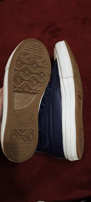 Утеплённые синие кеды Converse, натур. кожа, водонепроницаемые, р.42