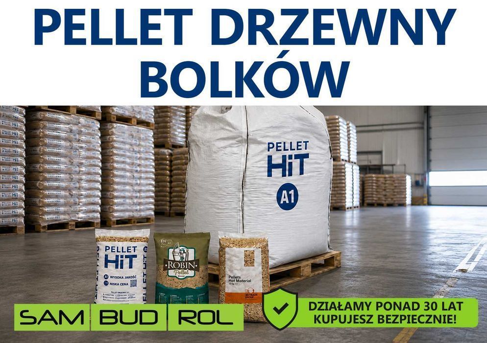 Pellet drzewny BOLKÓW, klasa A1 oraz A2, big bag i workowany, transport pod dom, bezpieczna płatność u kierowcy!
