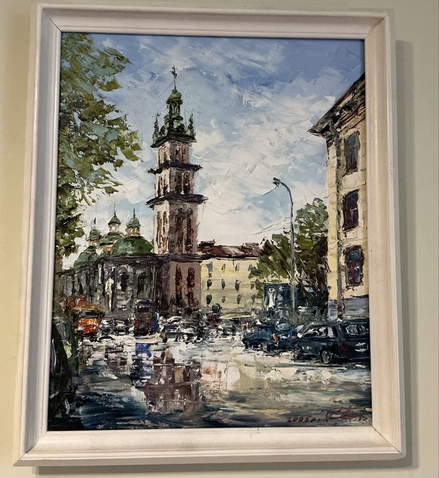 Пейзаж Львова : “ Собор успіння” та натюрморт « Польові квіти»