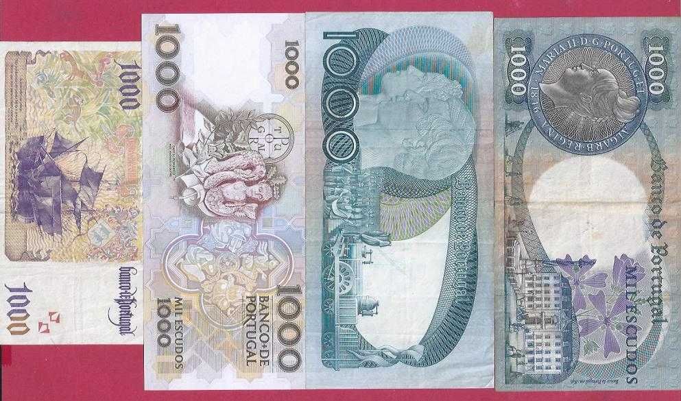 Notas   4   da Republica  1.000$ escudos  Diferentes