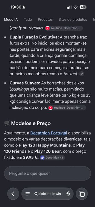 Skate para crianças dos 3 aos 7 anos.