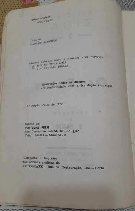 Livro Os Putos de Onyx D'Or - 1976 - ÚLTIMOS DIAS
