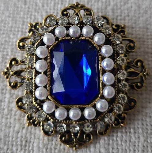 Broszka barokowa szafirek, nowa!