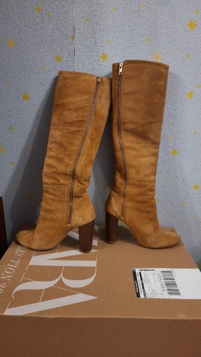Сапоги из натуральной замши и кожи h&m 37р.