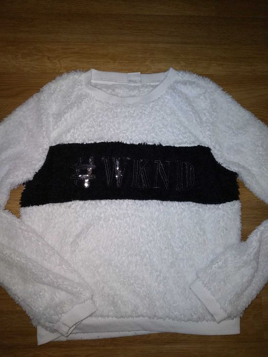 Кофта махровая белая на 11-12лет паетки свитер худи