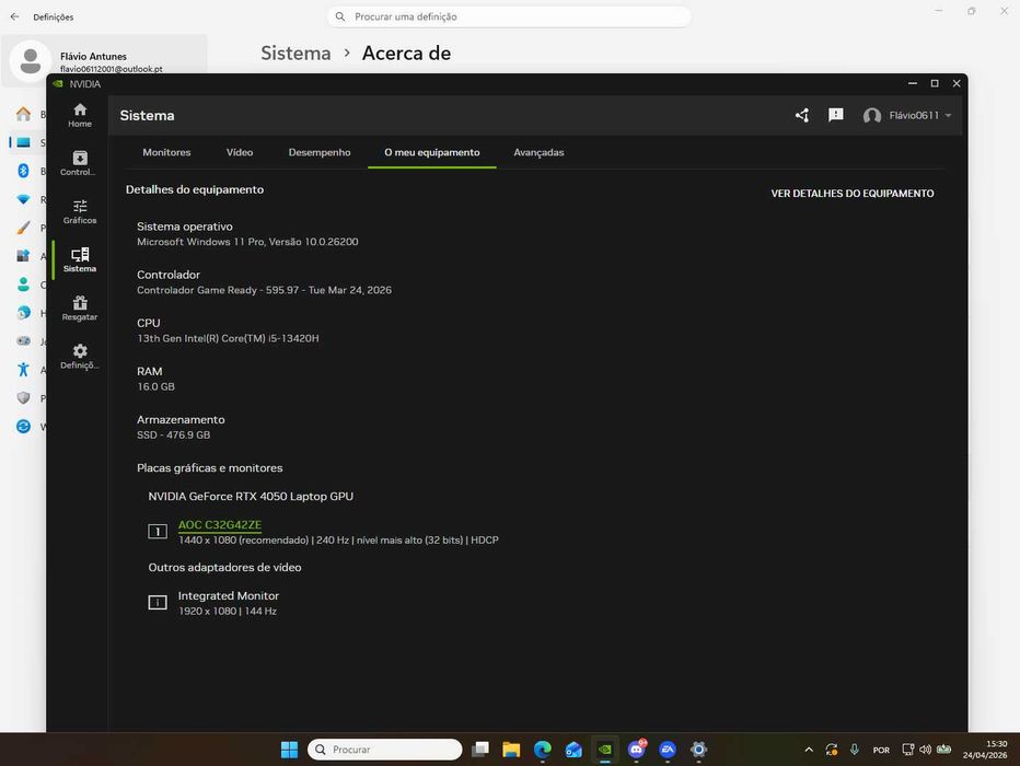 Portátil Gaming HP VICTUS 15-fa2705np (15.6'' - Intel Core i5-13420H - RAM: 16 GB - 512 GB SSD - NVIDIA GeForce RTX 4050)