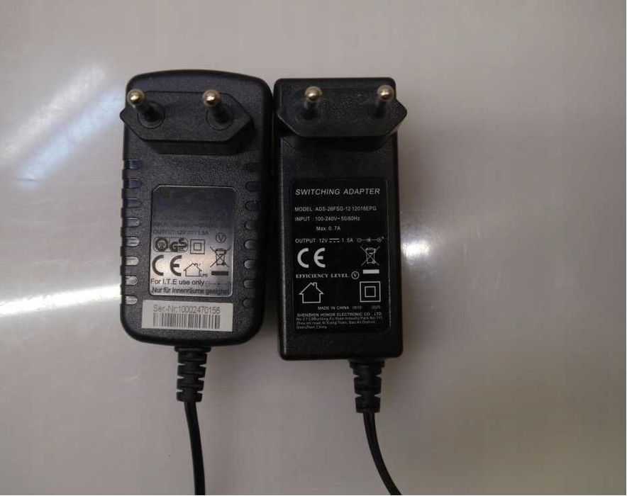 Zasilacz wtyczkowy 12V 1A 12W / 12V 1,5A 18W