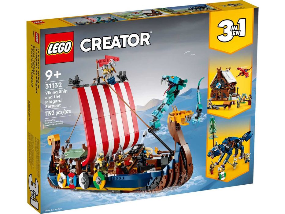 LEGO 31132 Creator 3w1 Statek wikingów i wąż z Midgardu prezent święta