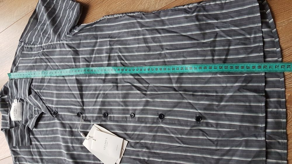 Les Deux Copenhaga Koszula męska Mathieu SS shert Charcoal xs