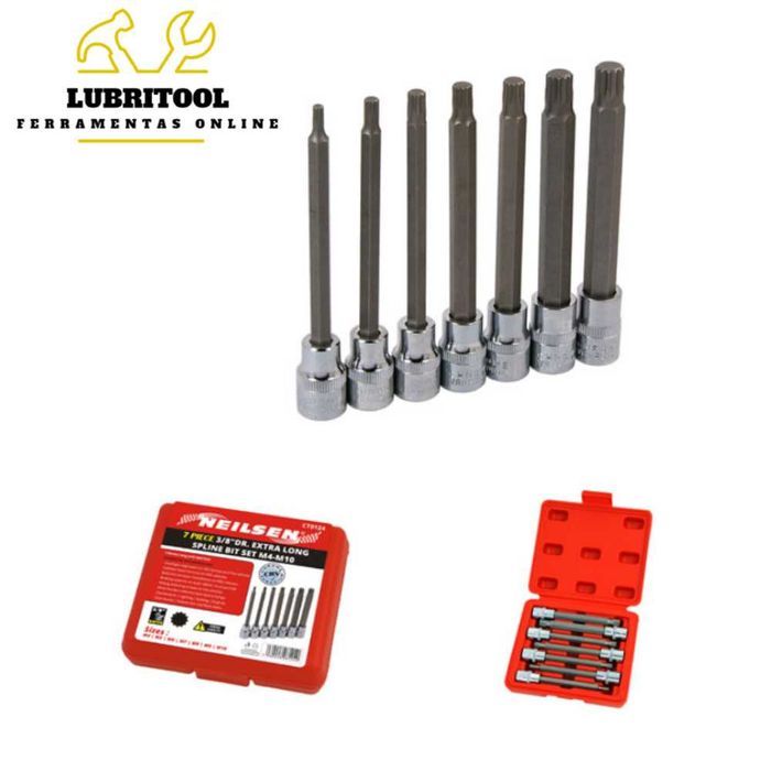 Jogo 7 Chaves Caixa XZN Spline 3/8" M4-M10 CT0124 | NOVOS