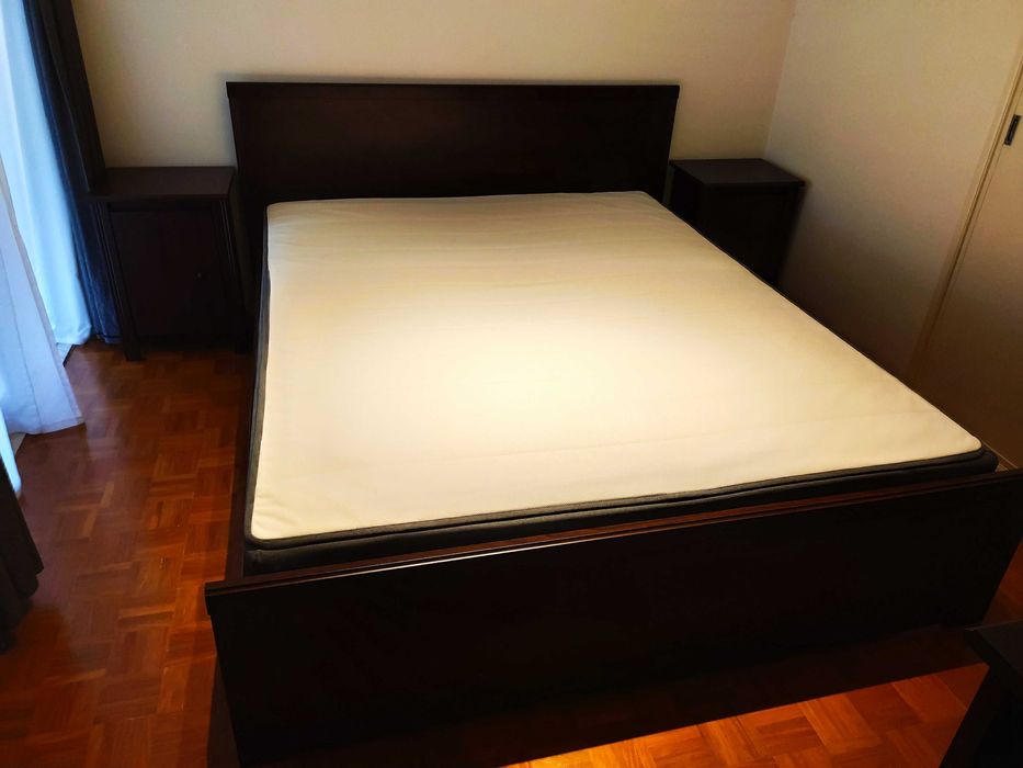 Cama IKEA BRUSALI 160x200 c/ Estrado e 2 Gavetas