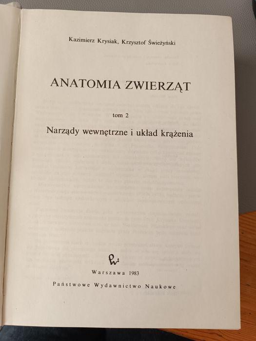 Anatomia zwierząt Krysiak Świeżyński