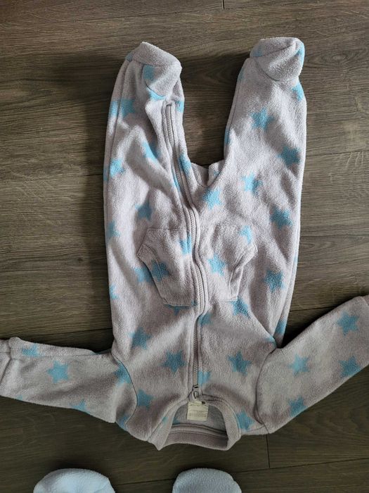 3szt kombinezon rozmiar 68 ciepły pajacyk polarowy z kapturem