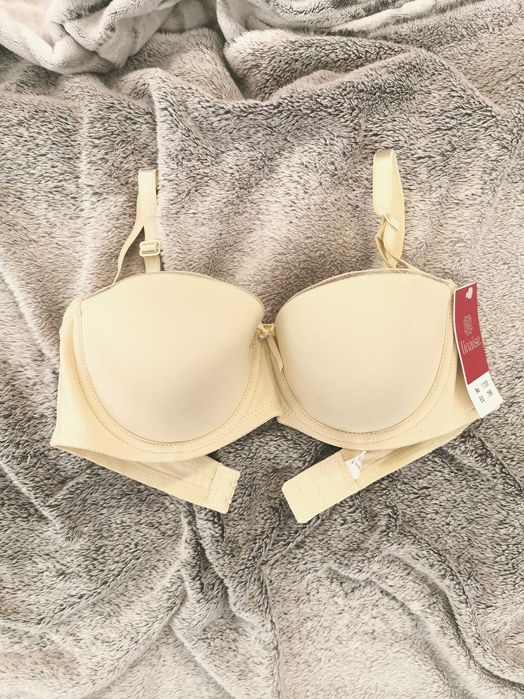 Biustonosz Linaise Bardotka Balkonetka Beżowa Z Kółkiem Unoszącym 80B