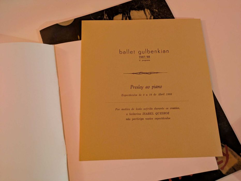 Presley ao Piano - 3.º Programa c/ Separata, Ballet Gulbenkian 1987/88