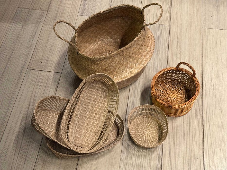 Conjunto de 6 cestas em vime de tamanhos diversos
