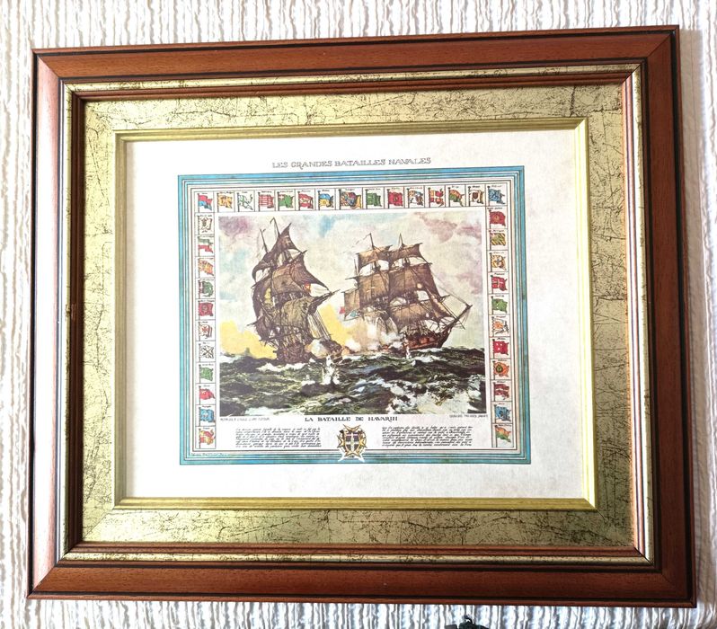 Quadro com gravura francesa "La bataille de Navarin"