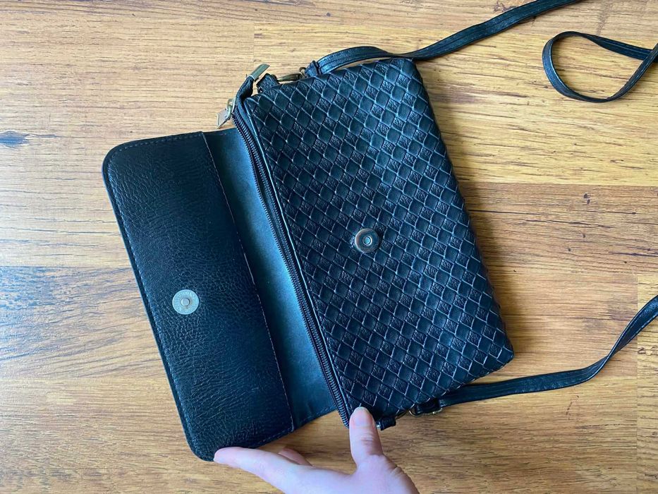 Сумка клатч чорний плетений