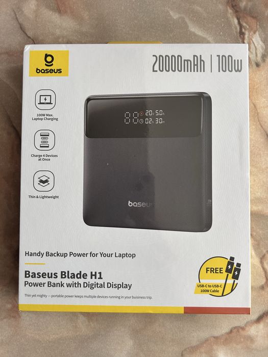100W 20000mAh Power Bank Baseus Blade Digital Display, швидка зярядка