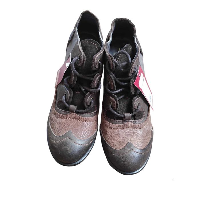 Nowe Damskie Skórzane Buty Mustang Botki Na Grubym Słupku Size 37