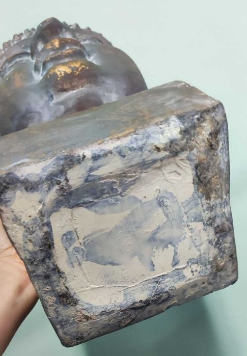 Escultura Buda Buddha em pó de mármore com efeito bronze