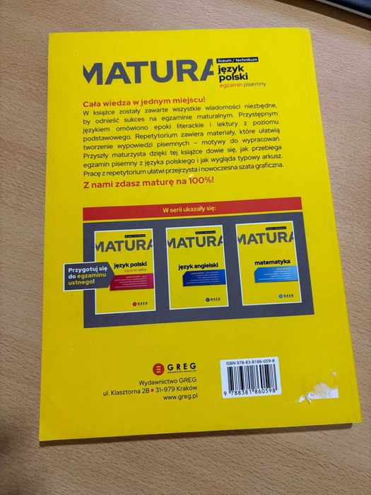 MATURA - język polski, wydawnictwo GREG